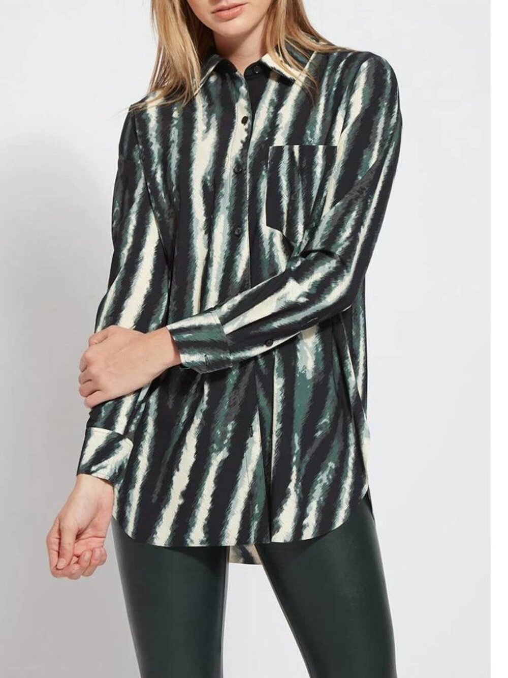 NWT $118 Snow Track Schiffer Stretch Blouse LYSSE  XS S